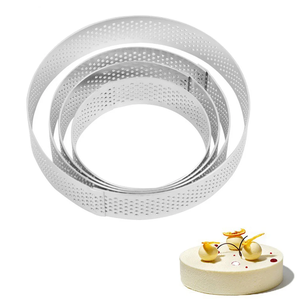 

1Pcs Stainless Steel Cake Mold Ring 304 Round Vent Hole Design Polished Surface Baking Cookie Cutter Mousse Cake Circle Pastry