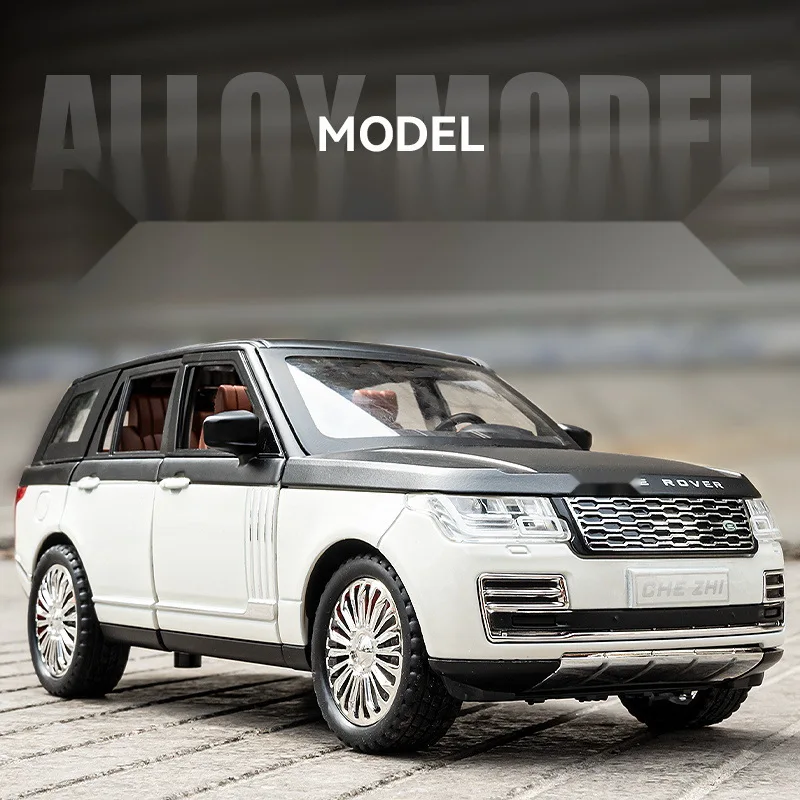 Voiture miniature Range Rover Defender 1:24 en alliage moulé sous pression, portes ouvrables, direction des roues avant, fonction de recul, cadeaux exquis