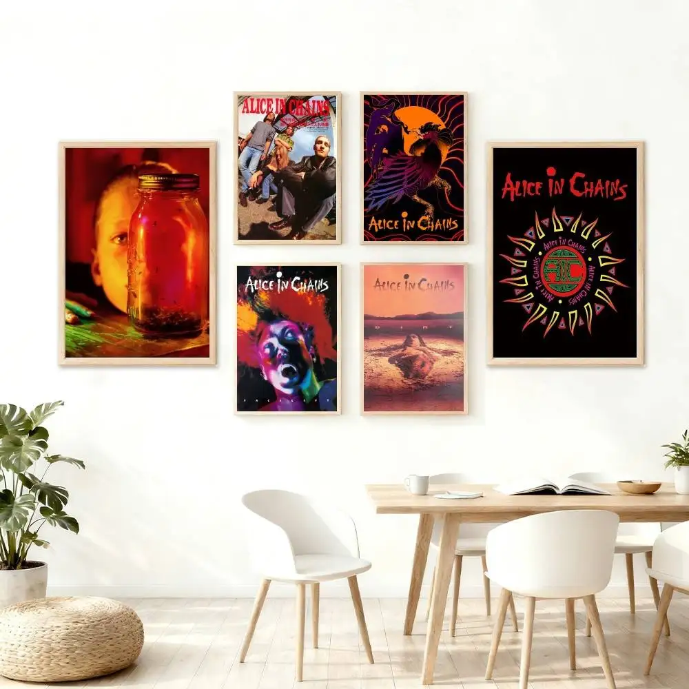 Band A-Alice In Chains Poster Wall Art for Study Living Room Decor Unique Home Decoration Pictur Gift