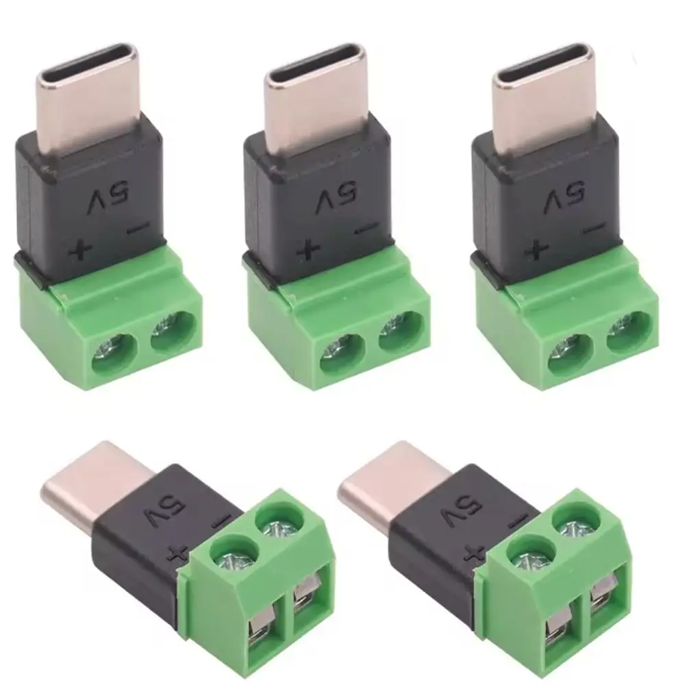 Type C Male 5V to 2 Pin USB C to 2Pin Terminal Adapter Solderless Plug Cannot Data Transfer Crimp Terminal Block