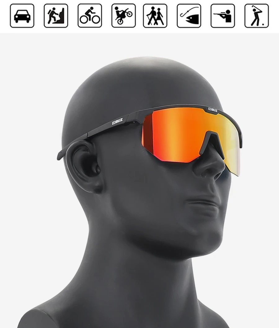 B BLIZ Hero Polarisierte Fahrrad-Sonnenbrille, winddichte Mountainbike-Brille für Männer und Frauen, Radfahren, Wandern, Laufen, Brille mit 3 Gläsern – Detail 2