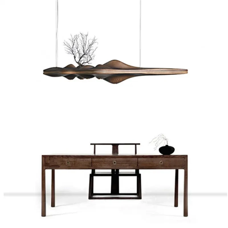 Modern Solid Wood Resin Pendant Light Chinese Japanese Nordic Creative Retro Branch Lamp for Dining Kitchen Island wooden lamp