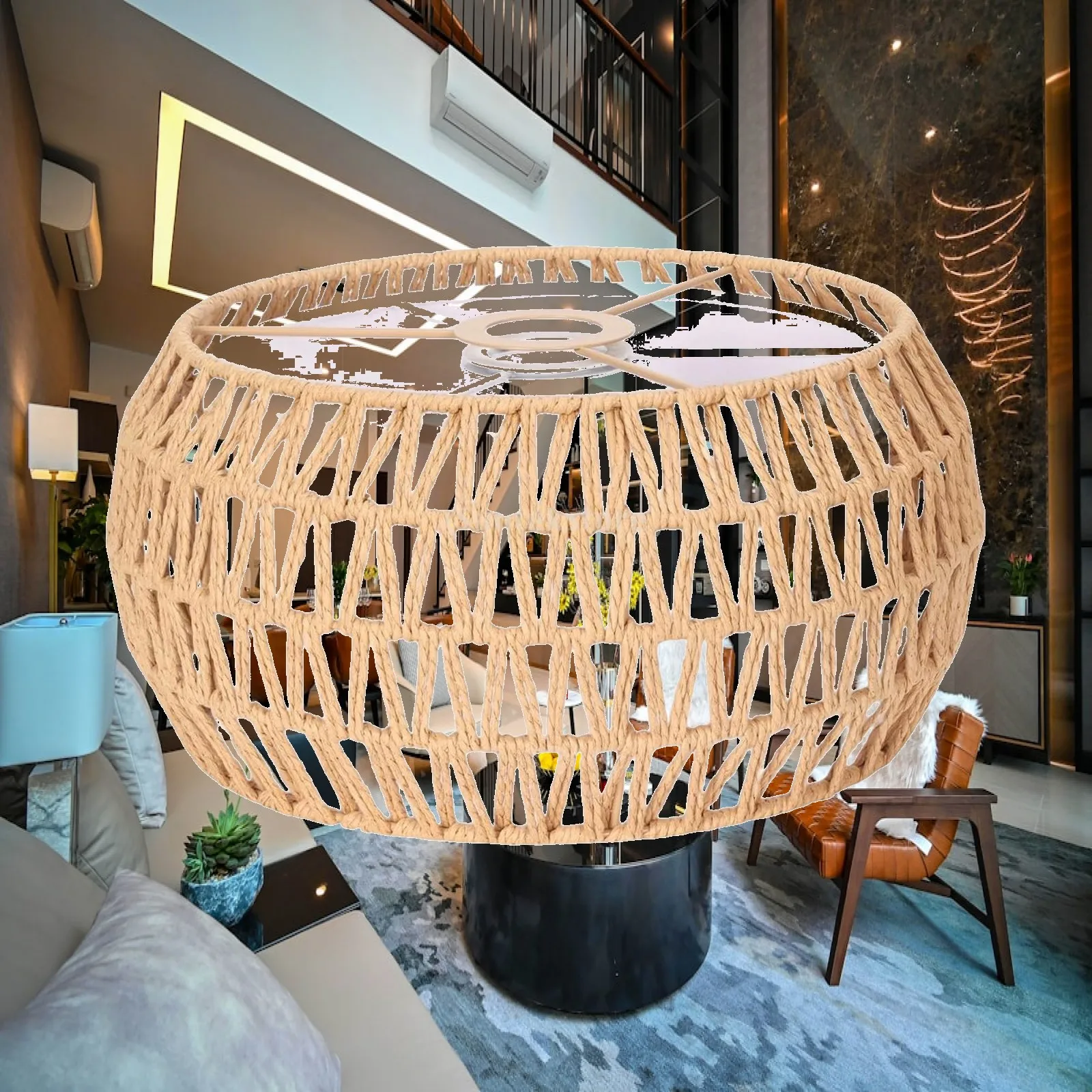 

Handwoven Rope Lampshade NightStand Lamp Cover Bedroom Living Room House