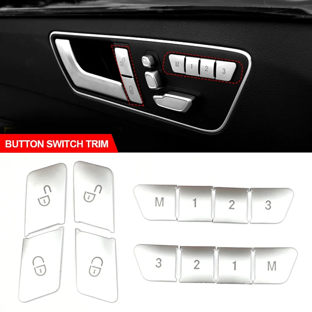 

12PCS Car Door Seats Memory Adjusting Push Button Trim Cover sticker for Mercedes Benz CLA GLA GLK GLE CLS GL ML A B E