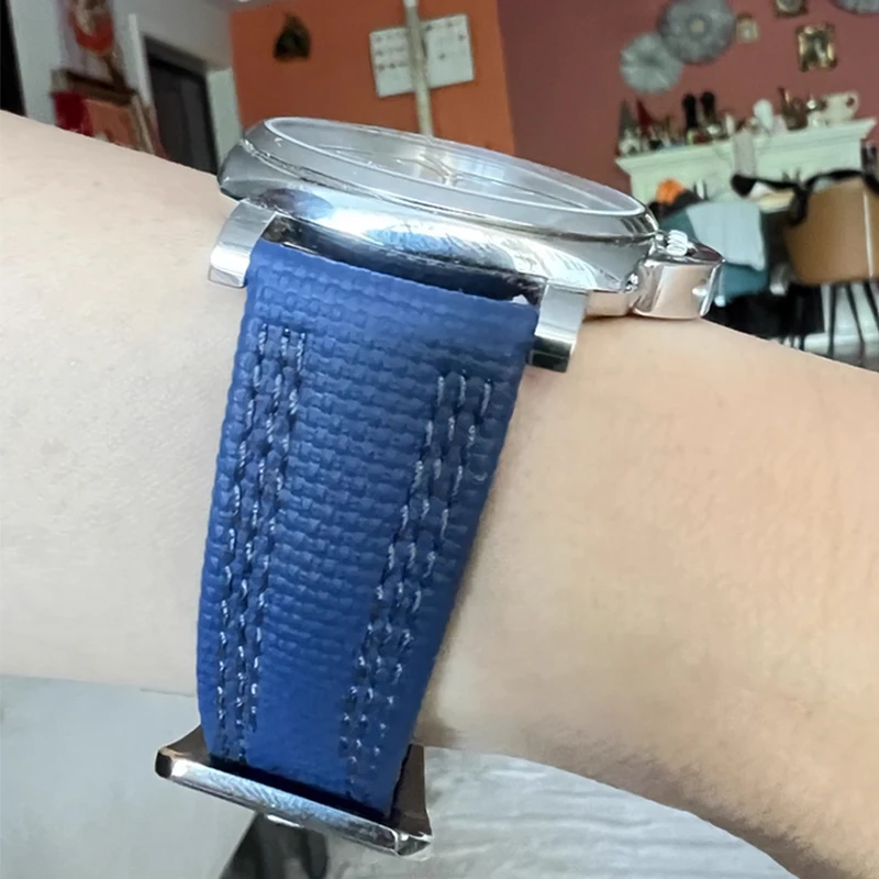 22 24 مم حزام مطاط FKM قابل للتخصيص لـ Panerai Luminor غاطسة PAM01122، PAM441، أزرق داكن/أسود/بني/رمادي/وردي 20,26 مم