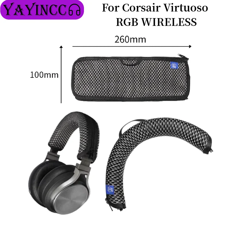 

Universal Headphone Headband Cover For Corsair Virtuoso RGB WIRELESS Headphone Mesh fabric zipper head beam protective cover