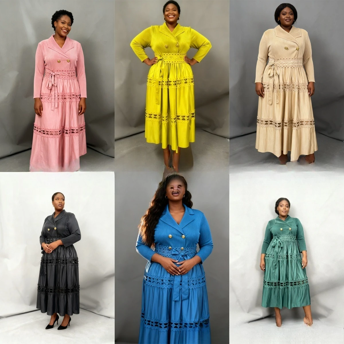 

Miyake Pleated New Autumn/winter 2025 Spliced Hollow Lace Suit Collar Fashionable Loose Plus Size Dress Women's Clothing