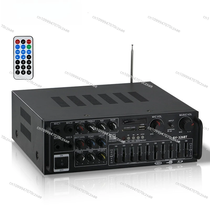 

High-power Household Power Amplifier 12V/220V Bluetooth EQ Equalizer, Car-outdoor Karaoke Dual-purpose Function