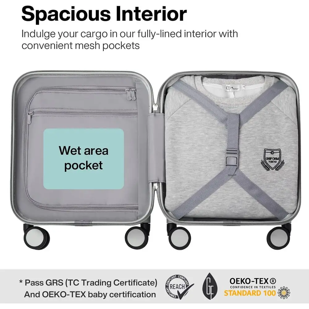 14 Lightweight Hardside Spinner Suitcase with TSA Lock, Carry-On Size, Fine Grid Smoke White