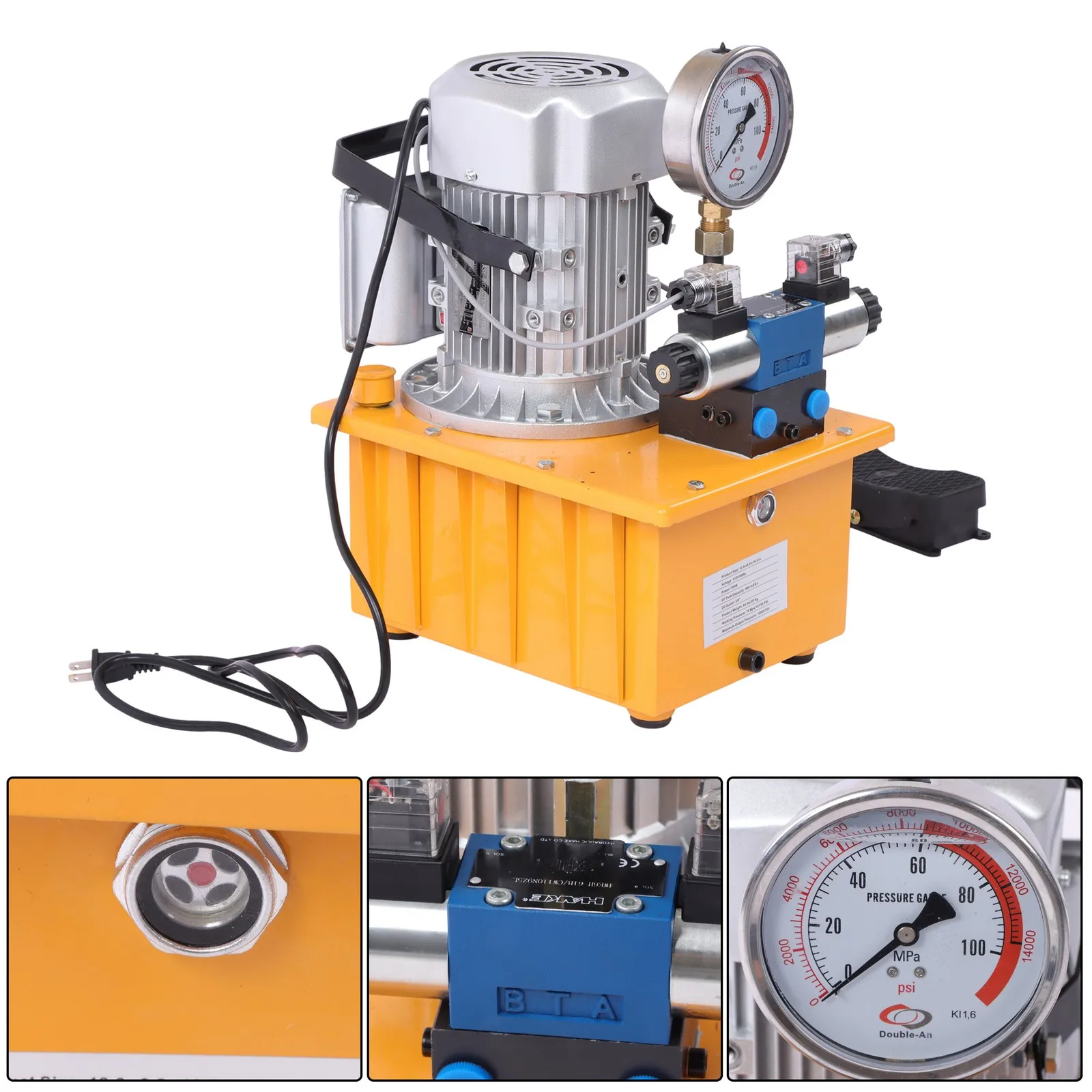 

750W Electric Driven Hydraulic Pump 10000PSI Dual-Acting Hydraulic Pump Oil Hose Hydraulic Accessories Tool 110V/220V