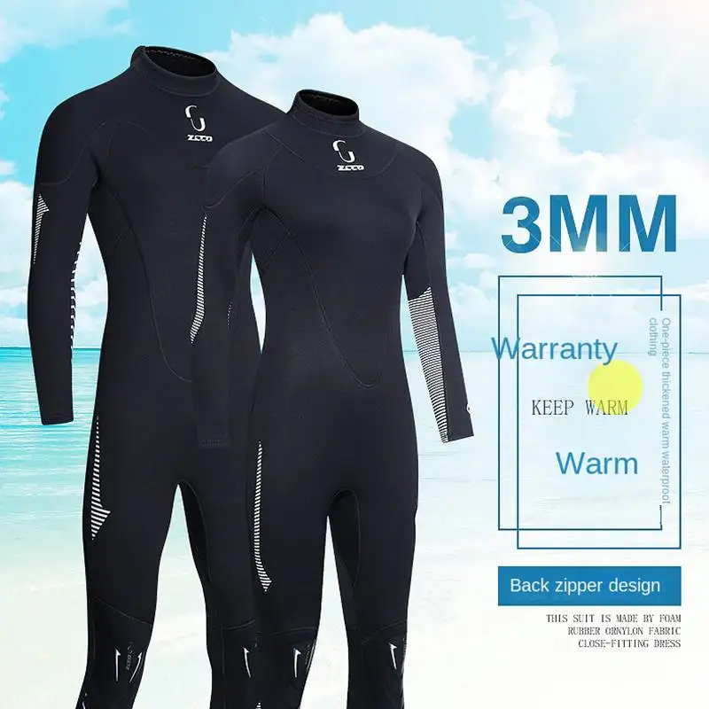 

ZCCO 3mm Full Body Neoprene Diving Back Zip Wetsuit Long Sleeves Thermal Swimsuit For Surfing Swimming Snorkeling Kayaking Sport