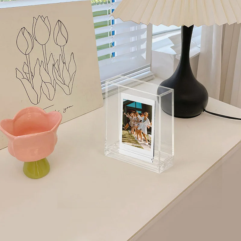Ins Style تخزين الصور مع إطار مربع شفاف على الوجهين ، 3 "، SQ ، Instax Mini 12 ، 11 ، 8 ، 9 ، 7 ، مربع ، SQ1 EVO