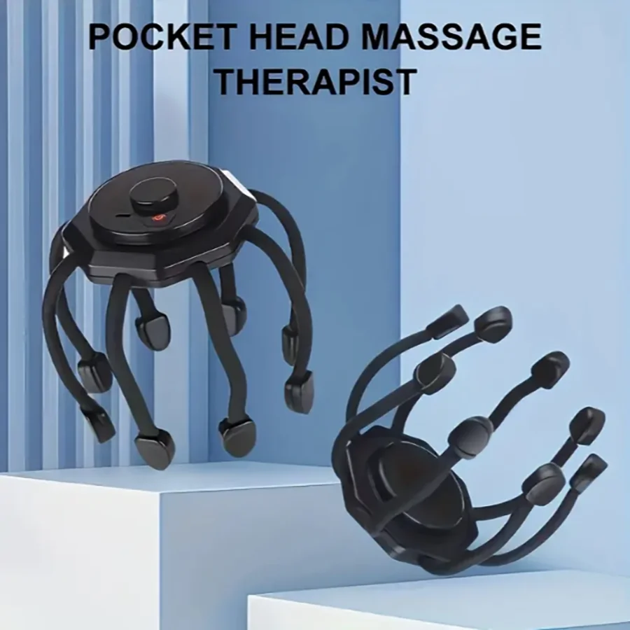 

Rechargeable octopus head massager, deeply relax the scalp, perfect gift choice for home and holiday, compact massager, handheld