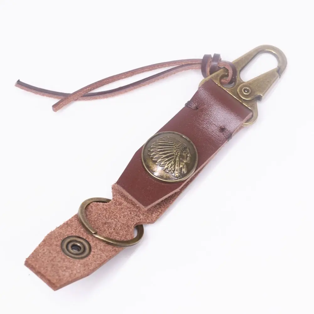 Leather Pendant Handmade Genuine Leather Keychain Cowhide Vintage Retro Key Holder Waist Hanging Classic Car Keychian Gift