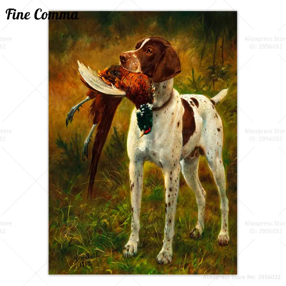 A Hunting Dog with a Pheasant Caspar von Reth Vintage Poster Antique Animal Painting Wall Art Canvas Print Home Decor Gift