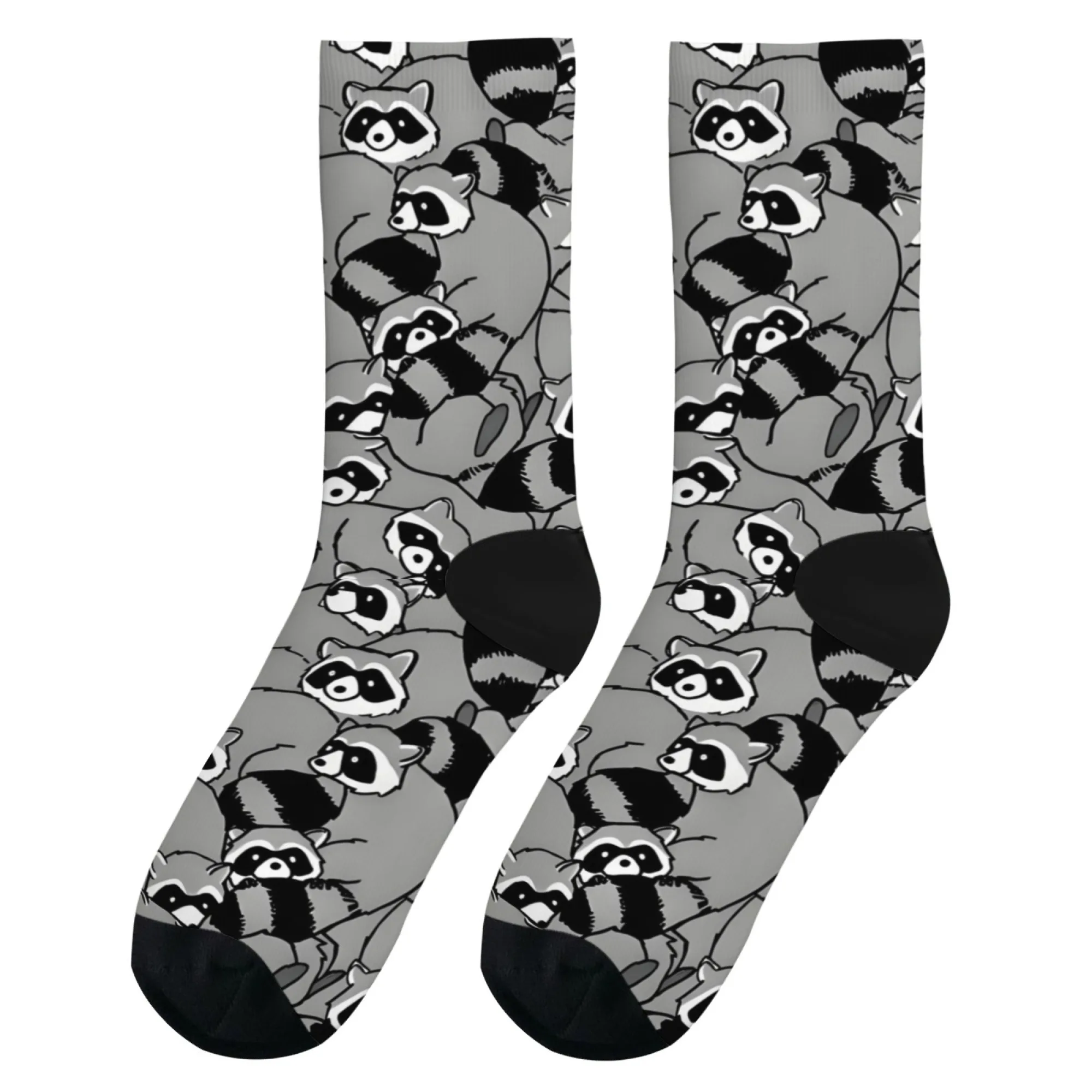 

Personality Trendy Happy Socks, Unisex Comfortable Casual Sports Socks, Harajuku Cute Raccoon Cartoon Printed Socks