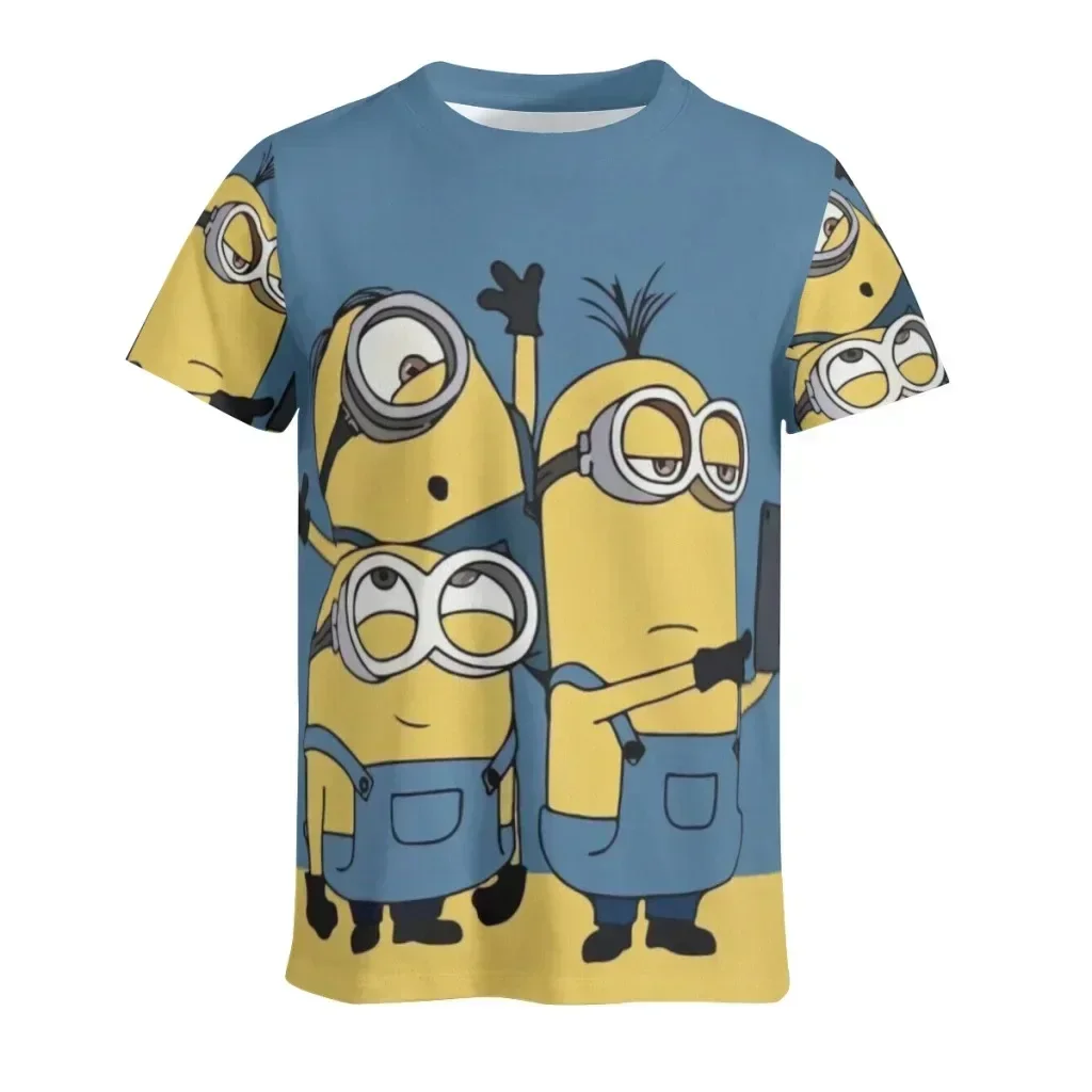 M-Minions Printed Men's T-shirt Summer O-neck Short Sleeve T-shirts Cartoon Graphic Boys Girls Clothing Men  Women Tops Clothing