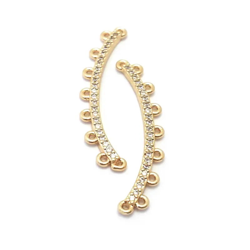18K Gold Color Brass Straight Arcuated Necklaces Connector Clasps Jewelry Earrings Making Supplies Diy Connector Accessories