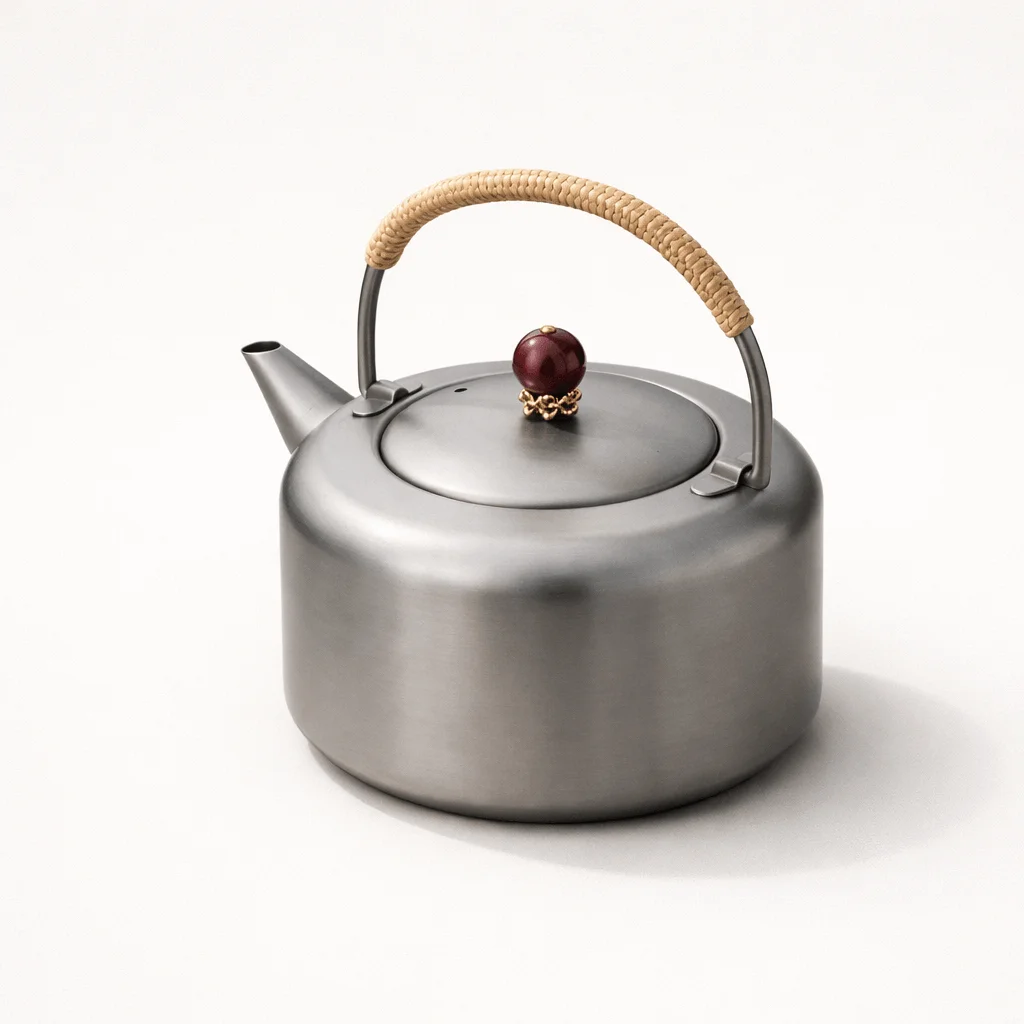 Outdoor Portable Eco-Friendly Ultra Lightweight Minimalist Design Titanium Teaware Camping Tea Cup Set with Teapot
