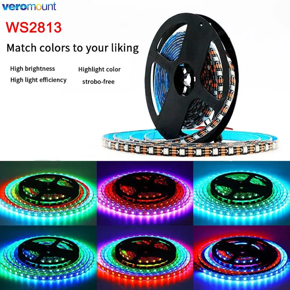 

DC 5V WS2813 Dream Color RGB LED Strip Breakpoint Continue Individually Addressable WS2812B Update Smart Pixel Strip Dual Signal