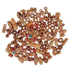 100pcs DIY Apparel Sewing Supplies Wooden Boho Mixed Large Hole European Beads For Crafts Jewelry Making