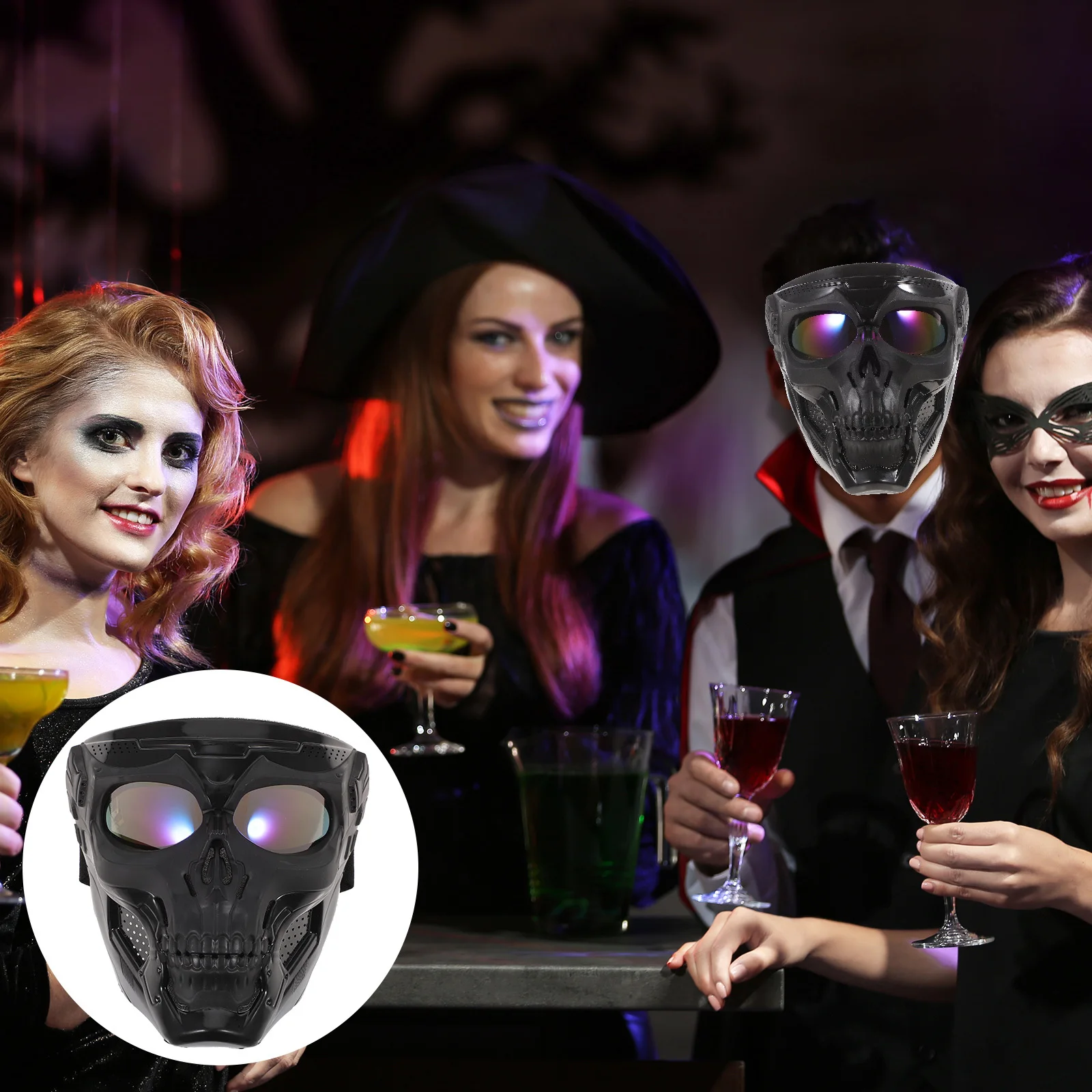 

Riding Goggles Motorcycle Gear Skull Theme Mask Impact Resistant Uv Protection Adjustable Fit Comfortable for Outdoor Activities