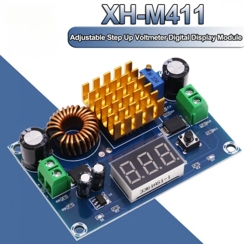 

XH-M411 DC 3V-35V to DC 5V-45V Boost Converter Module Voltage Regulator Adjustable Step Up Voltmeter Digital Display Module