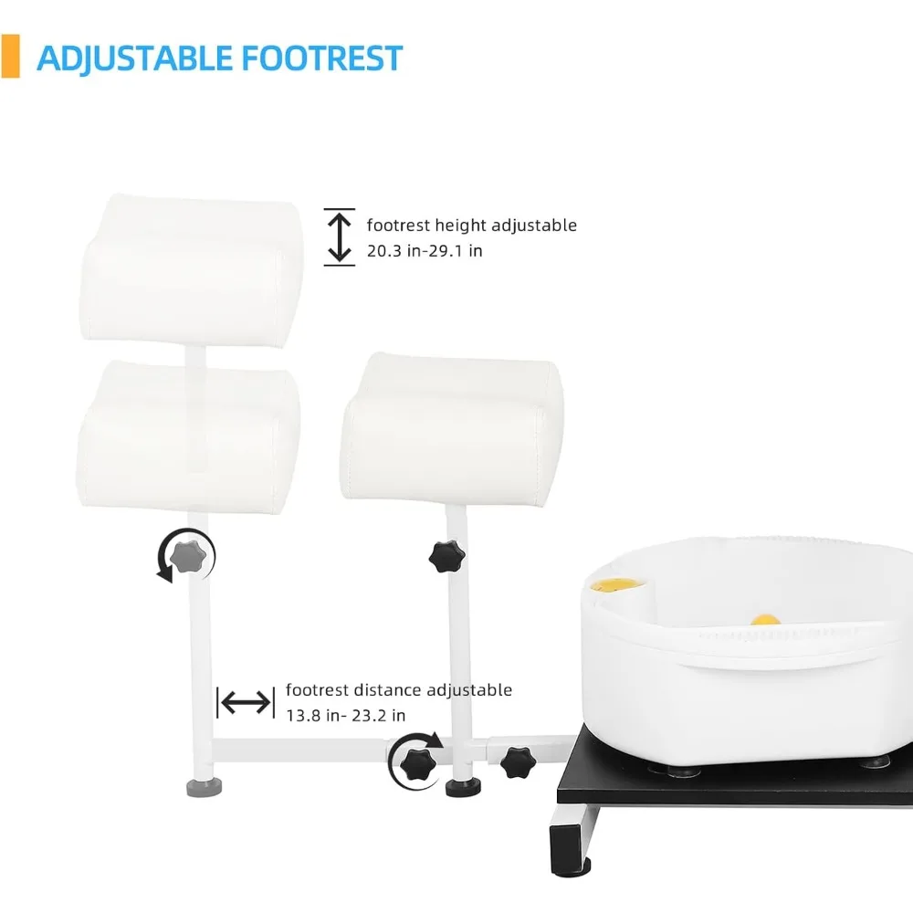 Reclining Pedicure Chair Station, 360° Rotation Hydraulic Adjustable Spa Pedicure Chair No Plumbing Unit Station with Foot Basin