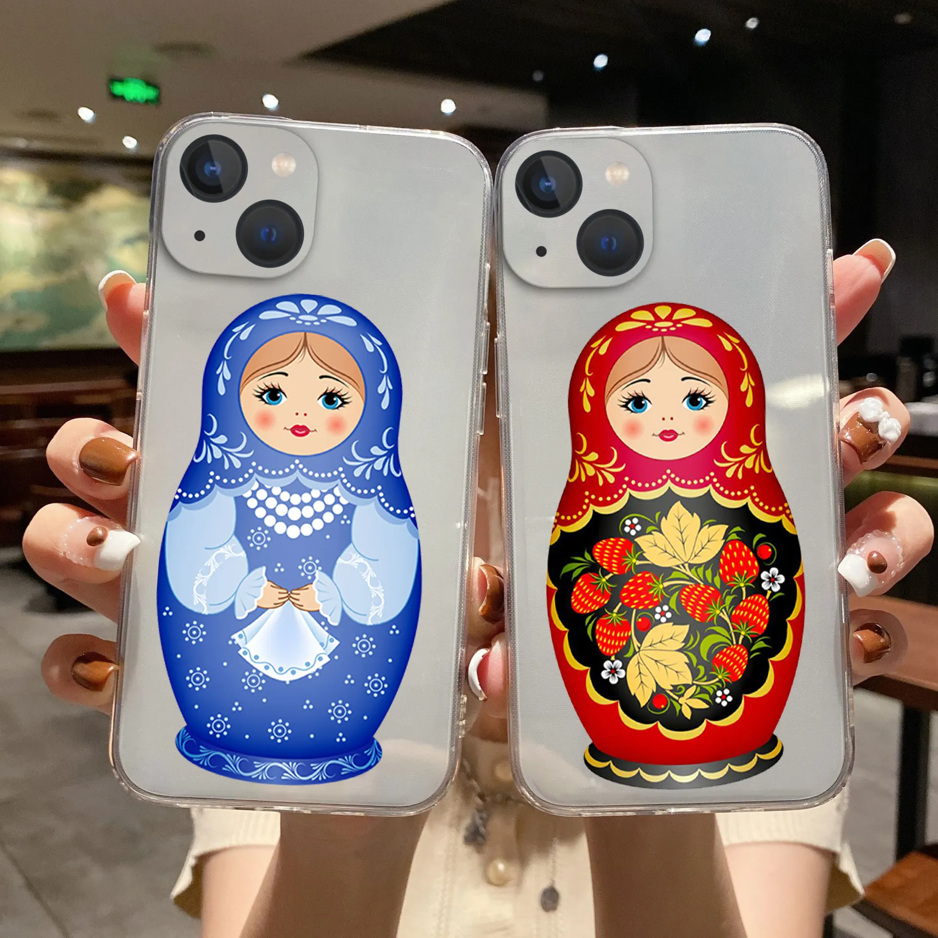 Cute Russian Dolls Matryoshka DIY Phone Cover For iPhone 11 12 13 14 15 16 Pro Max X XR XSMax 15 16 Plus Soft Silicone TPU Case