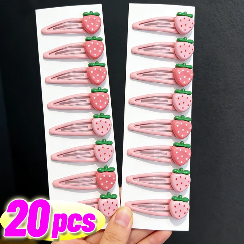 

Y2K Cute Strawberry BB Snap Clip 4/20pcs Lovely Pink Hair Clip Bangs Hairpins Sweet Girls Hairs Korean New Headwear Accessories