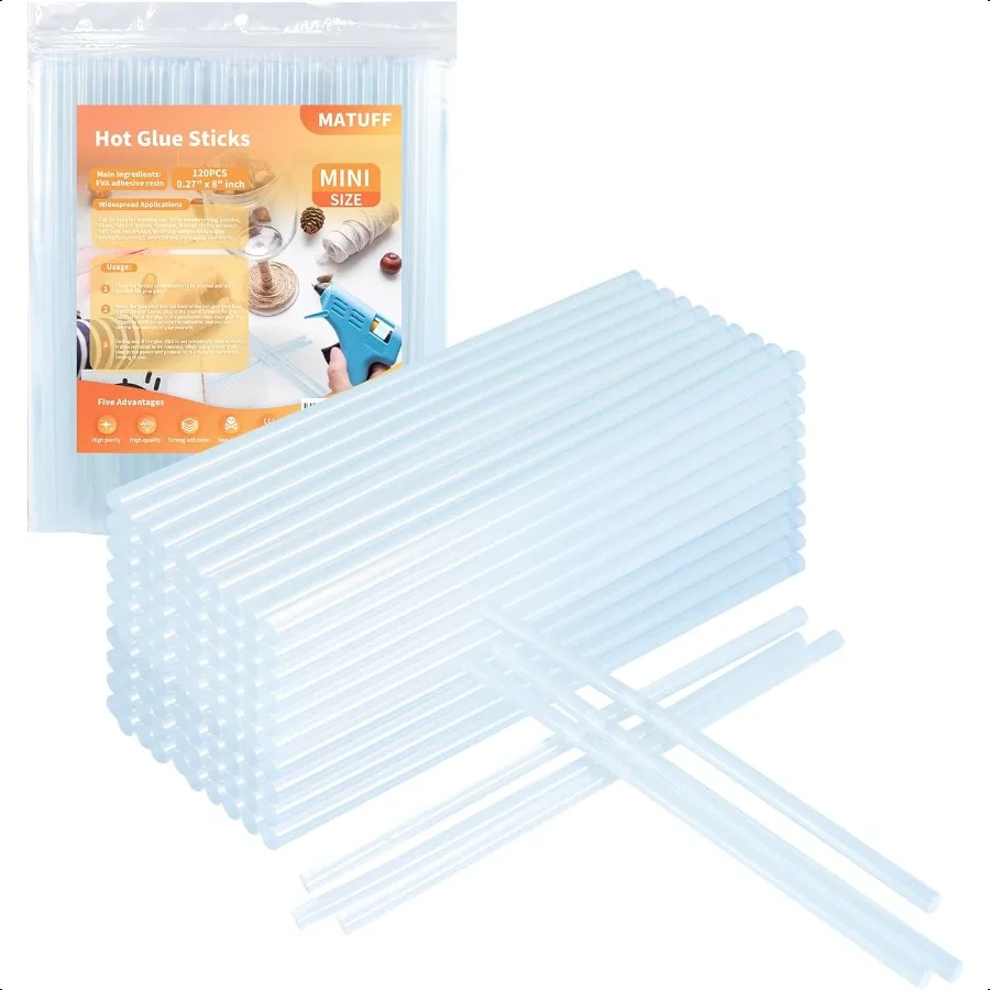 

MATUFF Mini hot Glue Gun Sticks 120 Pcs Clear hot Glue Sticks Dia 0.27 x 8 Long Mini Glue Stick AllPurpose Glue Sticks Bulk for