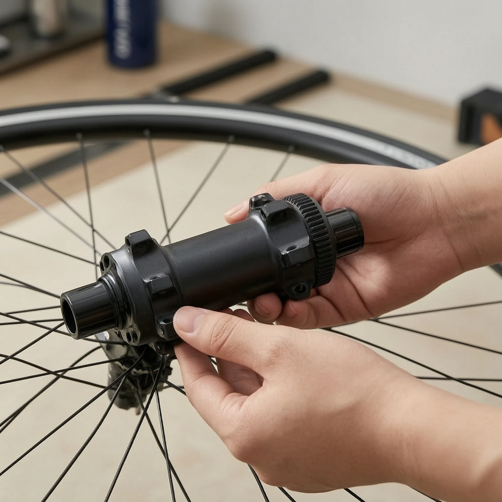 Hub Set with Thru Axle 54T Ratchet Disc Brake Hub Set Cycle Hubs Wide Compatibility High Strength for Road Riders, Gravel Bike