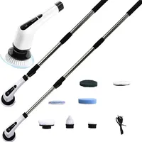 7 In 1 Electric Cleaning Turbo Scrub Brush Multifunctional Long Handle Cordless Spin Scrubber Cleaning Brush Bathroom Accessorie