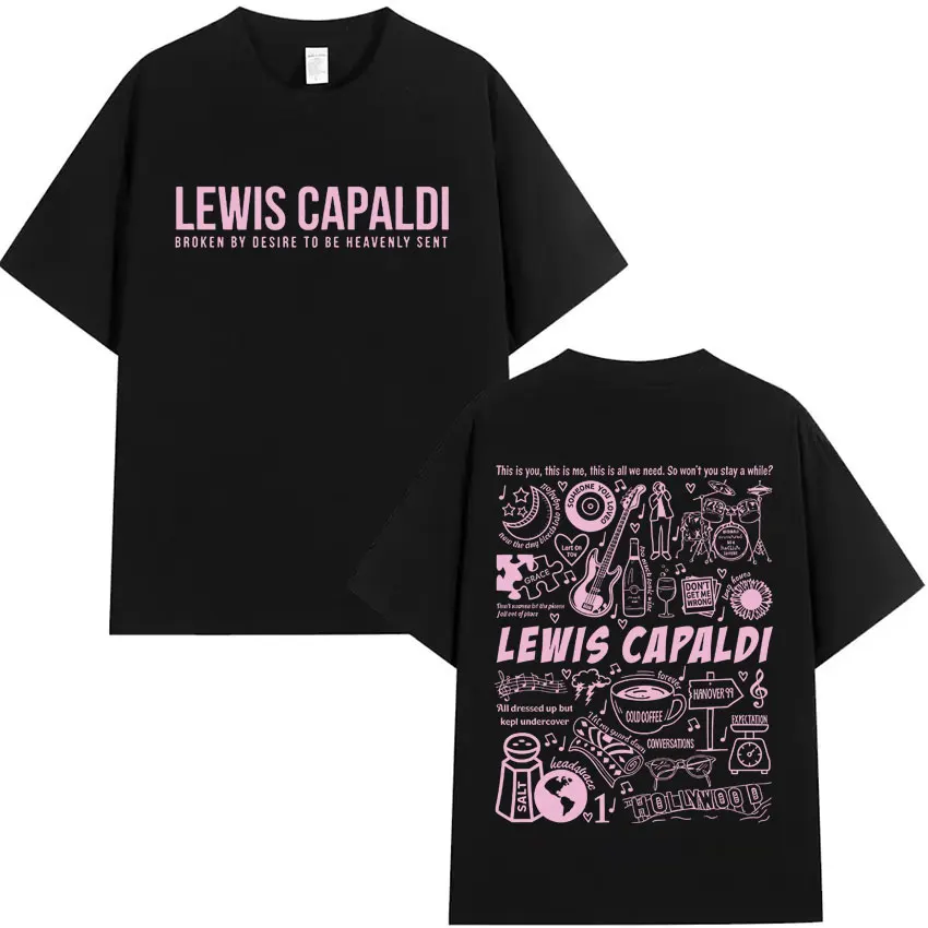 Camiseta Retro Estilo Hip-Hop Lewis Capaldis 2026 para Hombre y Mujer, Unisex, Estilo Y2K, Casual, Holgada, para Uso en Exteriores y Calle