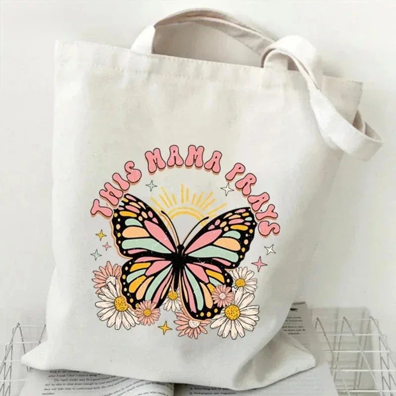 1PC Butterfly Skull Art Canvas Tote Bag Collection Vivid Print Handbags for Fashion Lovers & Alternative Style  Bags for Women