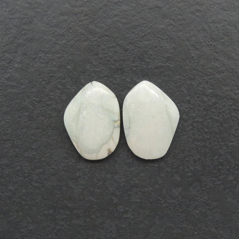 

Handmade Natural Howlite Nugget Cabochon Pair Polished Stones Jewelry Making Supplies 29x21x5mm 8.3g