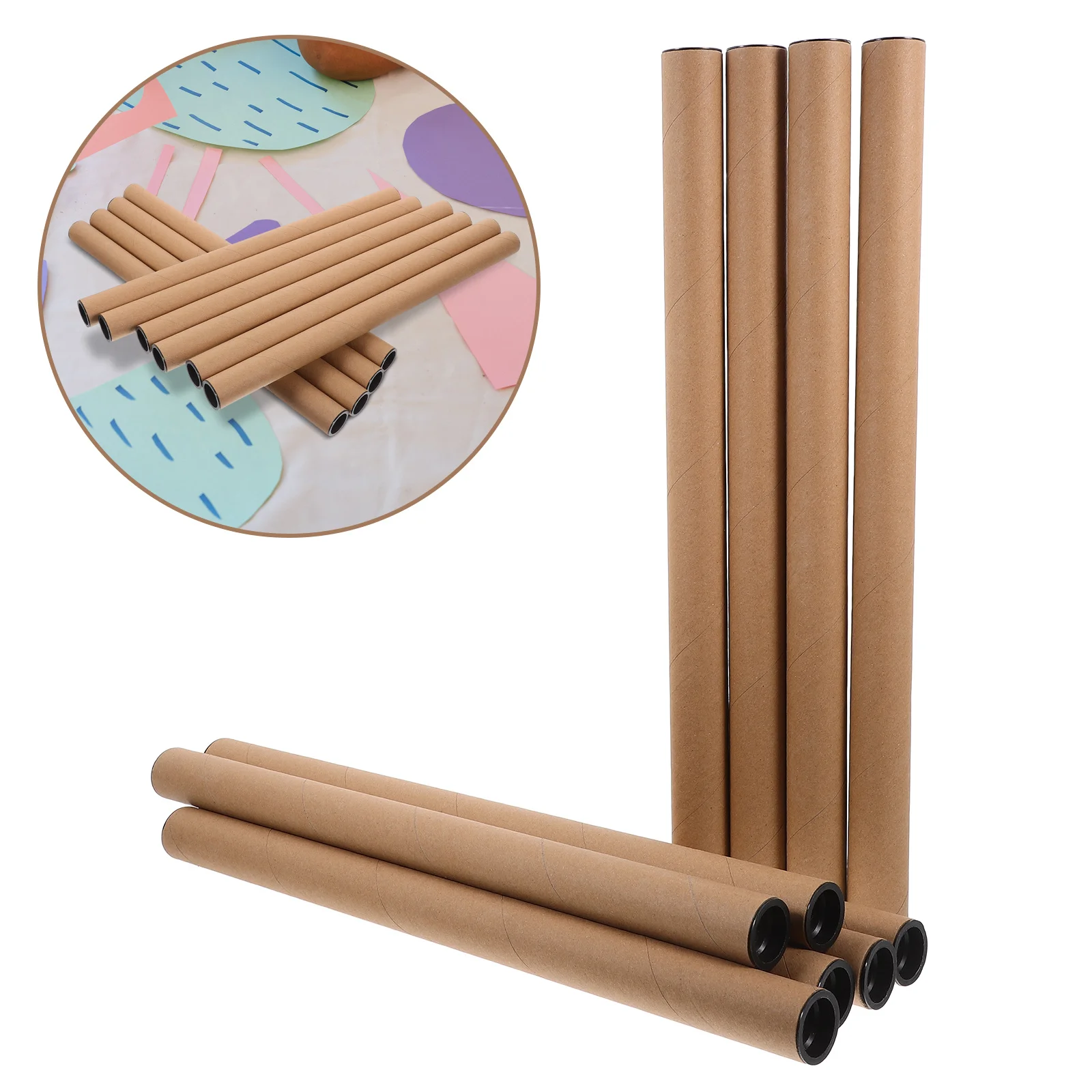 10pcs Brown Cardboard Tubes Poster Storage For Artwork Drawing Mailing Paper Poster Tube Reusable Drafting Tube