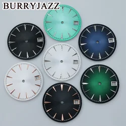 BURRYJAZZ 29mm No Logo NH35 Watch Dials Silver Black Blue Green Dial Fit 3 O'clock 3.8 O'clock Case Crown