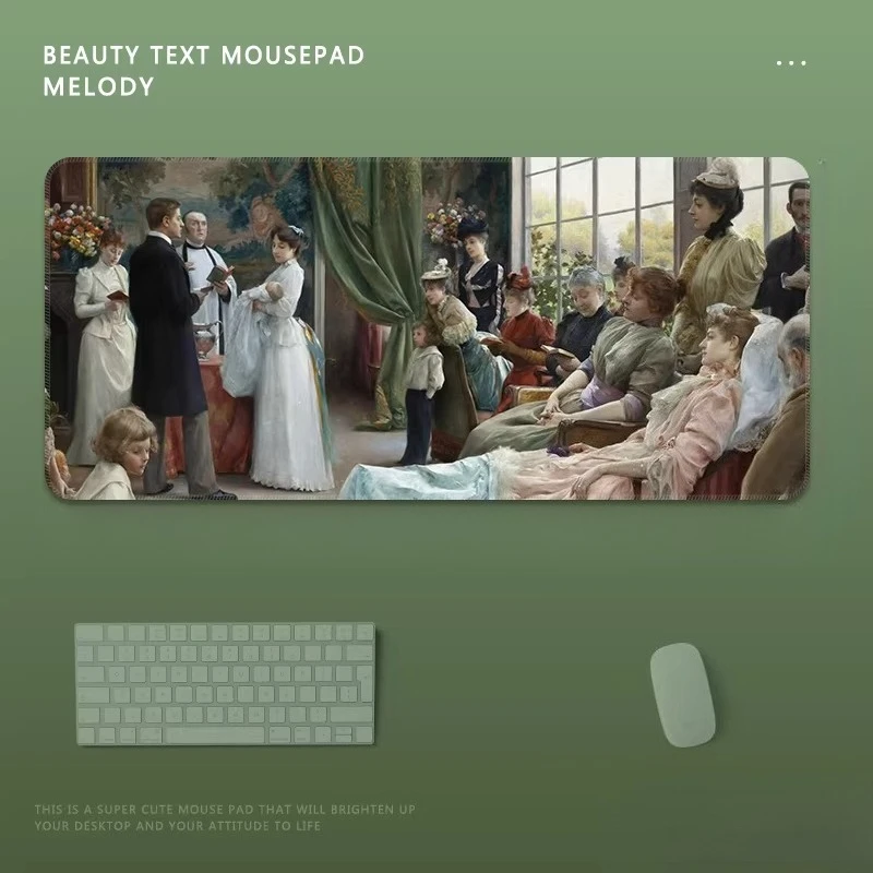 

Leiden Court Oil Painting Retro Mouse Pad Large Rubber Anti-slip Desk Accessories Mousepad for Office & Gamer Keyboard Decor Mat