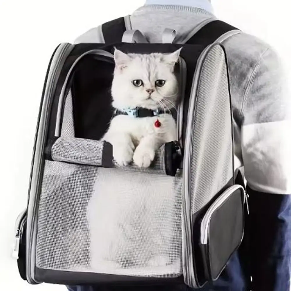

Opening-Mesh Pet Cat Backpacks Large Capacity Front Window Cat Carrying Bag Foldable Breathable Cat Backpack Travel