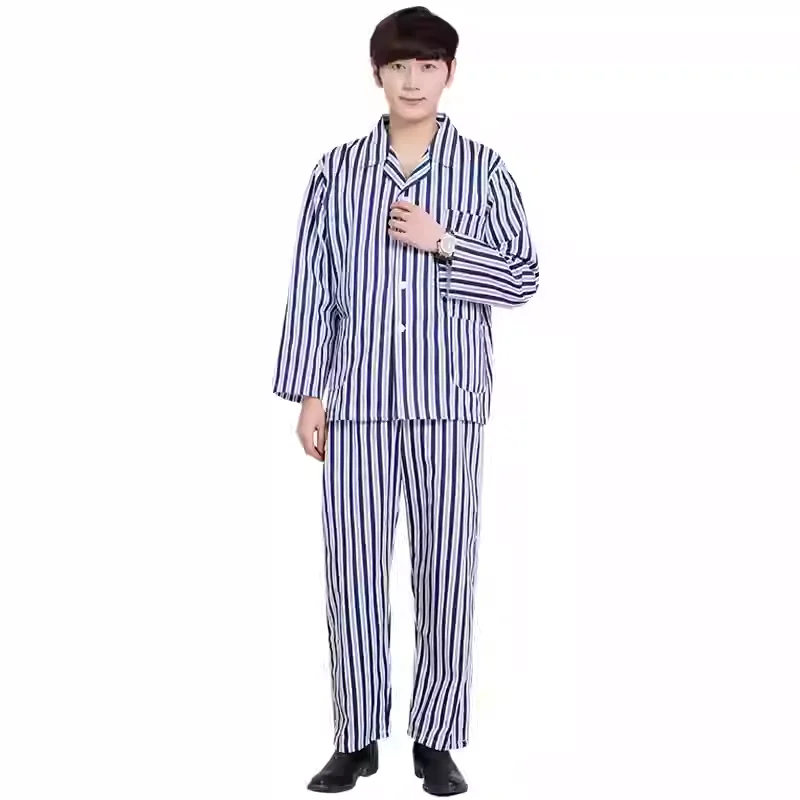 Autumn Long Sleeve Pajama Set Stripes Men Cotton Thin Sleepwear Pijama Male female Couple Loungewear Home Night Wear Loose