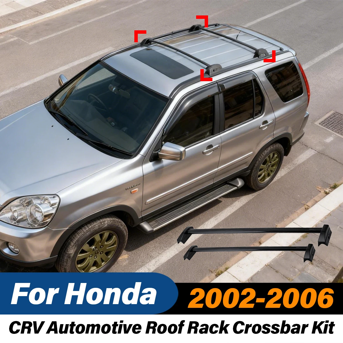 For Honda CRV 2002 2003 2004 2005 2006 Automotive Roof Rack Crossbar ABS Black Touring Style Carrier Body Modification Kit