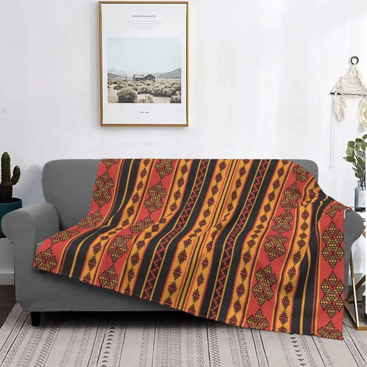 Foutha Kabyle Ethnic Knitted Blanket amazigh african tunisia Flannel Throw Blankets Home Couch Decoration Soft Warm Bedspreads