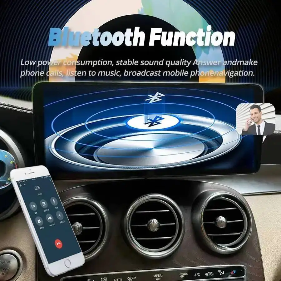 راديو السيارة DSP لمرسيدس بنز C الفئة W205 Glc X253 C180 C200 C220 C300 C350 2016-2022 12.8 "شاشة رقيقة جدا أندرويد CarPlay