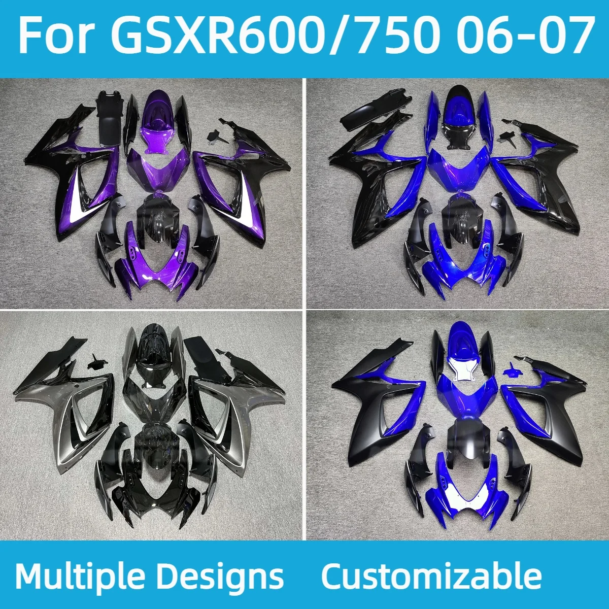 ABS Fairing Set GSXR600 GSXR750 2006 2007 Complete Body Plastics Kit Bodywork Covers Fairings for GSXR 600 750 06 07
