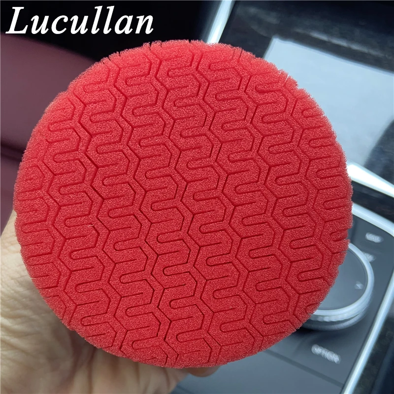 Customized Logo Foam Wax Applicators Circle Grip Car Polishing Pad Special Texture Reduce Chemical Consumption