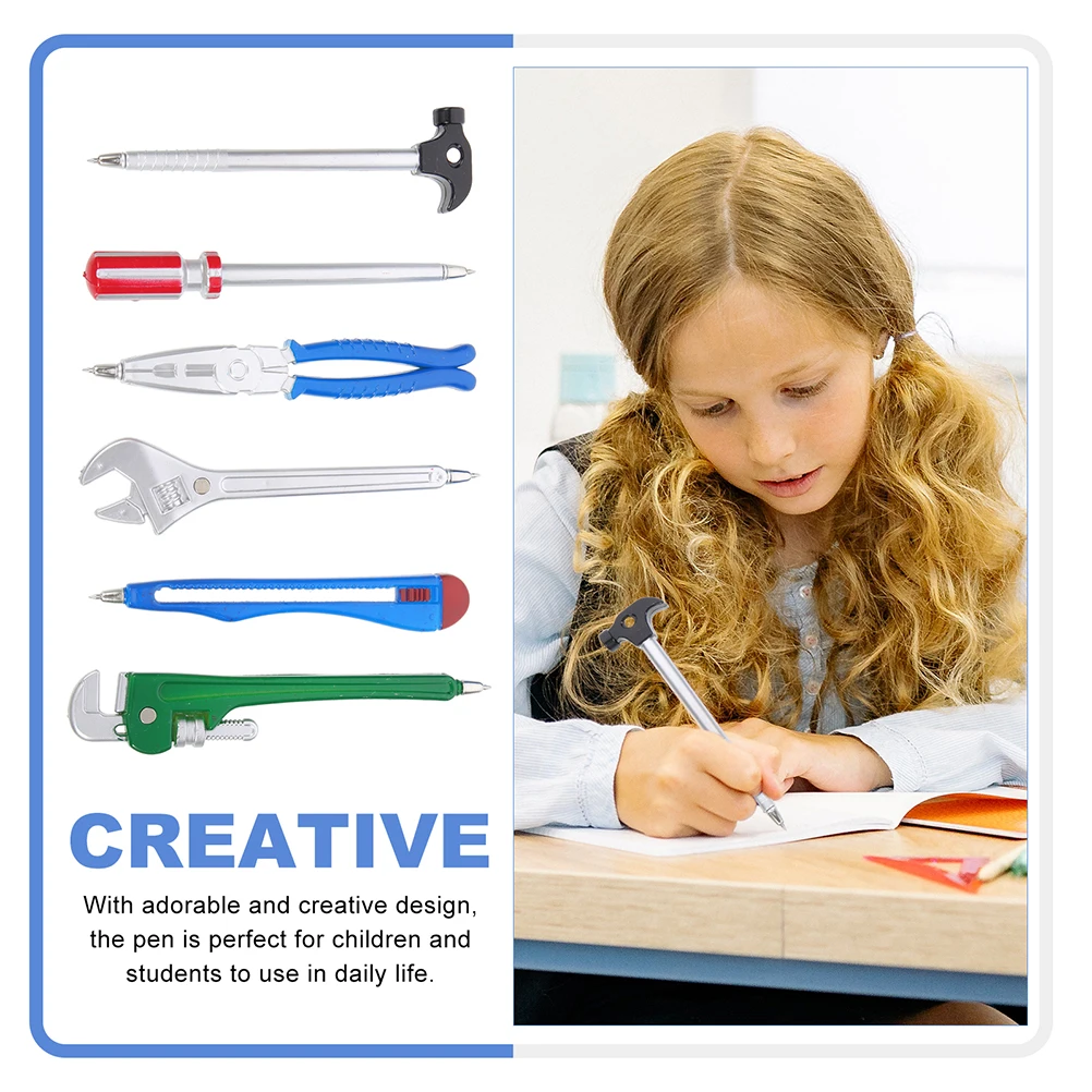 

6Pcs Kids Ball-Point Pens Plastic Hardwares Shape Creative Design Smooth Writing Pens for Children Students Ball-Point Pen