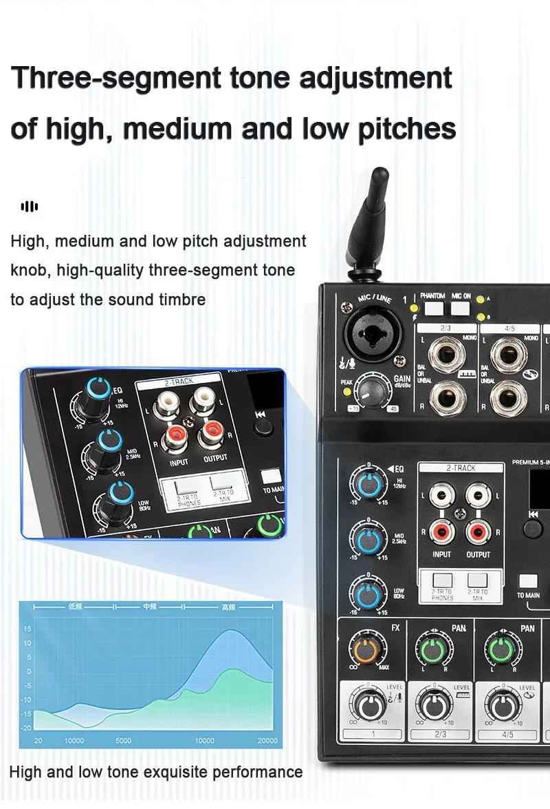 Microfono senza fili con mixer audio 4 canali Karaoke Microfono Bluetooth DJ per studio TV Computer Casa 2025 Festa in chiesa Matrimonio