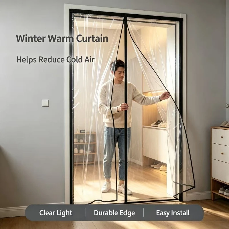 Air Conditioning Door Curtain, Partition Curtain, Windshield Curtain, Transparent Soft Plastic, Warm and Windproof in Winter