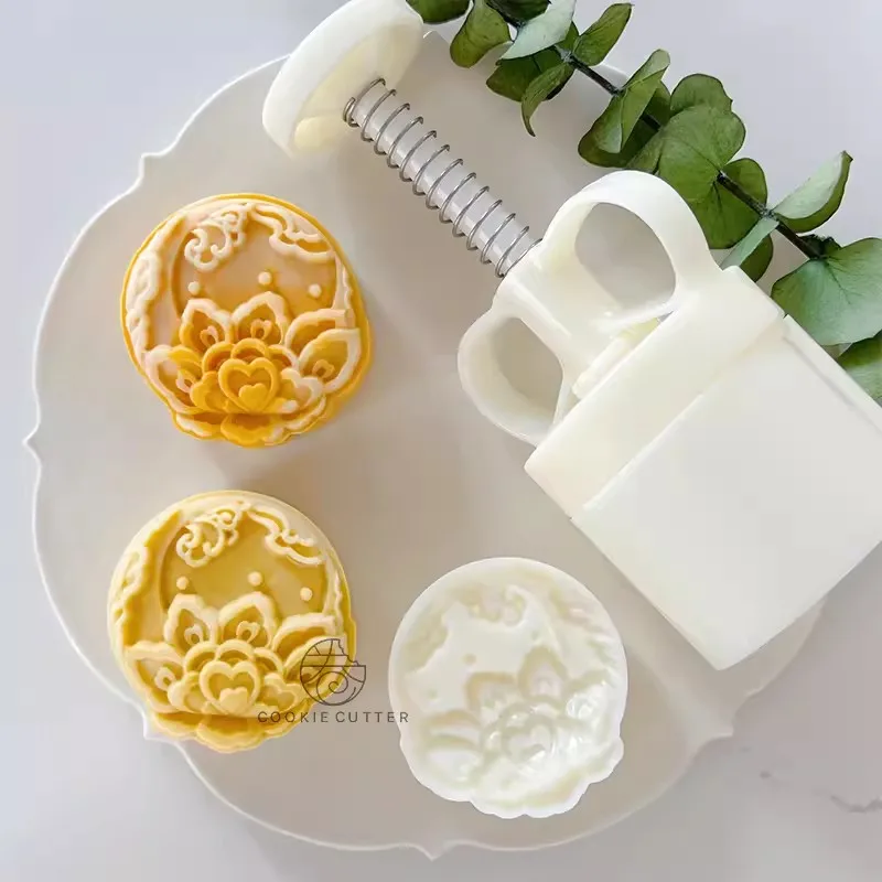 75g Chinese Style Moon Cake Press Mold Reunion Pattern Cookie Cutter Mid-Autumn Festival Pastry Dessert Party Baking Decorations